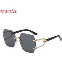 Frameless Polygonal U Shaped Sunglasses Cross Border Trend Big Brand Anti Ultraviolet Sunglasses T1308