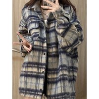 Women's Street Fashion Brand Woolen Plaid Shirt Women's Work Jacket