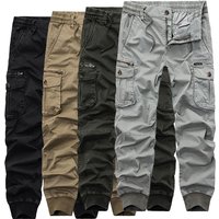 Plus Size Men's Slim Fit Cargo Pants Casual Trousers In Black Burgundy Blue Coffee Green Khaki Cotton