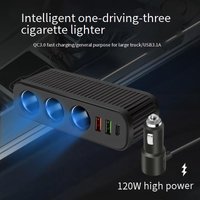Universal 12V 24V Car Charger QC3.0 Fast Charging Dual USB & PD Ports 3 1 Cigarette Lighter Adapter All Vehicles