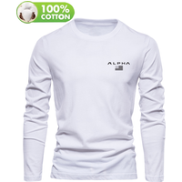 100 Cotton Men's Top Summer Men's Long Sleeved Round Neck Black Top Loose Casual T-shirt