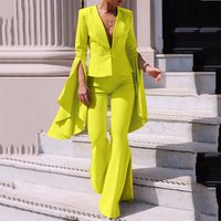 Women's goddess style fashionable suit jacket top high waist wide swing bell pants two-piece set for women