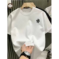 Casual Cotton T Shirt Short Sleeve Crew Neck Monogram NY Logo Top
