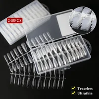 Arte Clavo 240pcs/box Transparent Fake Nail Acrylic Tips Press on Nails Coffin Traceless Ultrathin False Nails Accessories Tools