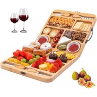 Modern Square Wooden Cheese Board – Foldable Serving Tray Fruits Bread & Charcuterie Compact Storage Design
