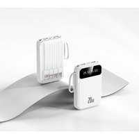 Tragbare Powerbank mit 20.000 mAh und integriertem Kabel, kompakt und leicht, benutzerdefiniertes Logo, schnelles Laden, PD3.0, ABS+PC-Gehäuse, reisefreundlich