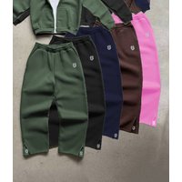 Men's Trendy Sweatpants With Embroidered Details, Zippered Cuffs, Available In Black, Gray, Pink, Navy Blue, Army Green, And Brown Colors. Y2K Style.