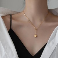 Stainless Steel Fashion Fine Jewelry Gold Color Lovers Vintage Love Heart Charms Chain Choker Necklaces Pendants For Women