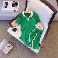 Stitching Contrast Design Casual Sports Suit Summer Fashion Loose Short Sleeved Shorts Two Piece Suit