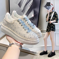 Rhinestone Platform Sneakers Fashion Chunky Sole Casual Shoes Sparkle Crystals Daily Wear