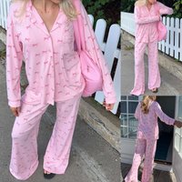 Cotton Pajama Set Long Sleeve Print Loungewear Sleepwear Home Outfit Winter Spring Fall