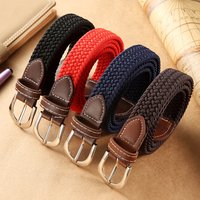 Fashion free perforation-free canvas simple long small belt women’s casual elastic braided belt fine belt women’s belt