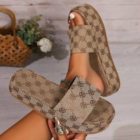 Women's Shoes Thick Soled Slippers For Women To Wear Outside New Plum Blossom Embroidery One Word Platform Sandals Large Size Women's Shoes