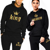 & Fleece Lined Sweatsuit Set Couples Matching Tracksuit Winter Sportswear Outfit