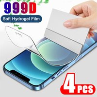 4Pcs Hydrogel Film IPhone 17 16 15 14 13 12 11 Pro Max 12Mini 15Plus 17Air Full Cover Screen Protector IPhone X 6 7 8 XSmax SE3 Not Glass