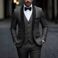Clothing Three Piece Suit Collar Style Slim Fit Groomsmen Wedding Dress Suit Long Sleeve Formal & Casual