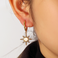 Bohemian Epoxy Elegant Fashion Earrings For Women Retro All Match Sun Shaped Zircon Earrings