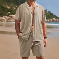 Men’s Summer Casual Outfit – Short Sleeve Cardigan & Beach Shorts Set | Vacation Wear