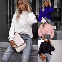 Autumn Winter High Collar Long Sleeve Versatile Street Style Top Fashionable Loose Button Up Shirt Pure Ear Decor
