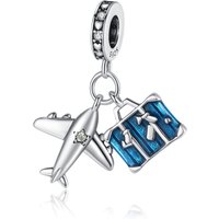 Fashion white copper silver plated DIY accessories Eiffel Tower airplane luggage beaded pendant