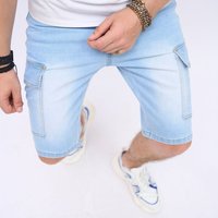 Men's clothing casual slim denim small leg quarter pants personalized trendy jeans