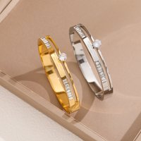 super flash double row diamond zircon single diamond rose gold bracelet hipster personality titanium steel bracelet jewelry
