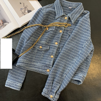 clothing heavy woven loose contrast retro denim jacket short outerwear jacket