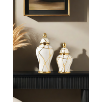 1pc Crack Shape With Lid Can Be Filled With Water, Ceramic Vase, High-quality Interior Ornaments, Flower Arrangement, Vase