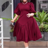 Clothing pleated large fashion puff sleeve dress