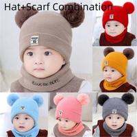 Children’s Baby Warm Knitted Hat,Soft Little Rabbit Baby Knitted Hat, Baby Hat,Baby Scarf, Children’s Scarf, Age 0-24 Months,Hat+Scarf Combination