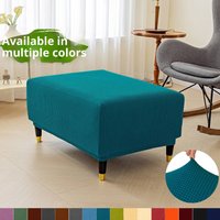 Stretch Polyester Square Ottoman Cover – Geometric Jacquard Design Fit Modular Sofas & Footstools Modern Home Décor