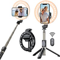 Self timer ring light self timer stick tripod phone holder portable dimmable LED ring light