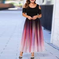 party dress skirt slim sexy gradient off shoulder plus dress long skirt