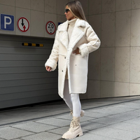 Hair Suede Coat Blazer Collar Long Cardigan Long Sleeve Plush Jacket