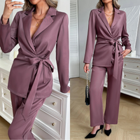 Women's Autumn And Winter Satin Solid Color Bathrobe Set