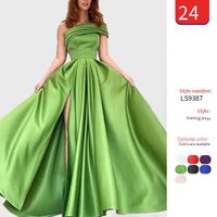 Women's One-Shoulder Satin Prom Dress With Slit – Elegant Ruffled Ball Gown For Evening Parties & Special Occasions