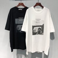 2025 Spring Summer Ulzzang Korean Style Beauty Character Pattern Mid Length Loose Short Sleeve T Shirt