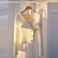 Women's Clothing Temperament Advanced Knitted Sweater Women's Fashionable Sweater Beautiful Soft Waxy Long Sleeved Top Women