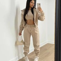 Women's Clothing Fleece-Lined Hoodie & Jogger 3-Piece Set – Warm Winter Streetwear (S-XXL, 7 Colors, Trendy & Cozy)