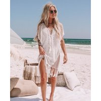Clothing Elegant Crochet Fringe Cover Up Lightweight Beach Tunic Swimwear Resort Wear Sun Protection