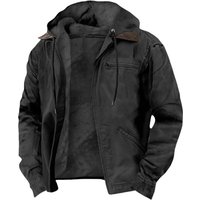 2026 European-USA Style Fashion Keep Warm Outerwear Men Long Sleeve Casual Loose Vintage Thicken Zipper Hooded Jacket