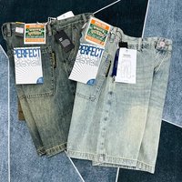 Clothing Street Hip Hop Jeans Washed Edge Design Wide Leg Shorts Ripped Loose Shorts Trend