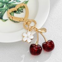 Cute Cherry Keychain With Heart Buckle – Sweet & Stylish Bag Charm For Girls (Alloy, Kawaii Fruit Design, Gift-Ready)