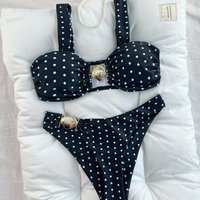 Sexy Polka Dot Bikini Set – Strapless Triangle Top & High-Cut Bottom, Quick-Dry Swimwear For Beach & Pool