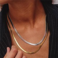 INS Simple Stainless Steel Necklace Fashion Men's and Women's Blade Chain Flat Snake Bone Chain Accessories
