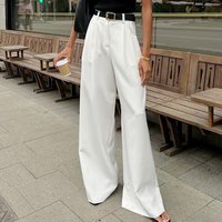 Women's Clothing White High Waist Wide Leg Pants Temperament Commuting All Match Trousers