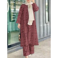 Muslim Print Daily Suit Army Green Fashion Casual Suit