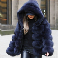 Fashion Imitation Fox Fur Hooded Coat Long Long Sleeve Cardigan