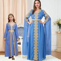 Clothing Arab Evening Dress Abaya Robe Dubai Sequined Ultra Long Sleeve Two Piece Dress