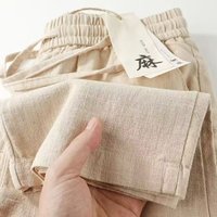 Men's Artistic Linen Pants with Drawstring Elastic Waist Japanese Style Thin Loose Versatile Casual Fit